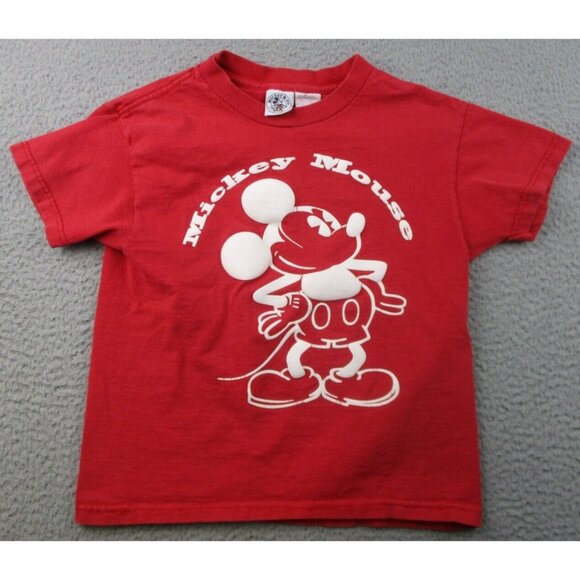 Vintage Mickey Mouse Shirt Boy's Medium 5-6 Red Disney Mickey & Co 90s Kids - Picture 1 of 9